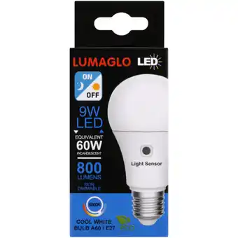 Checkers Liquor Shop Lumaglo Cool White Energy Saving A60/E27 Light Sensor LED Globe 9W offer