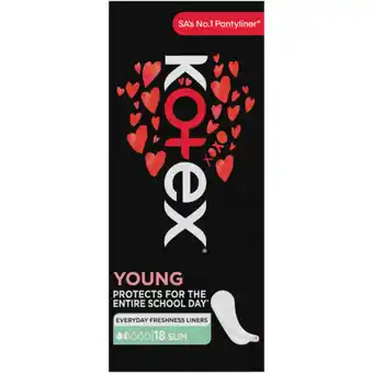 Checkers Liquor Shop Kotex Young Slim Unscented Everyday Pantyliners 18 Pack offer