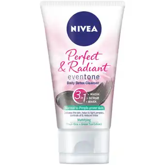 Checkers Liquor Shop NIVEA Perfect & Radiant 3-In-1 Charcoal Face Scrub 150ml offer