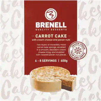 Checkers Liquor Shop Brenell Frozen Carrot Cake 600g offer
