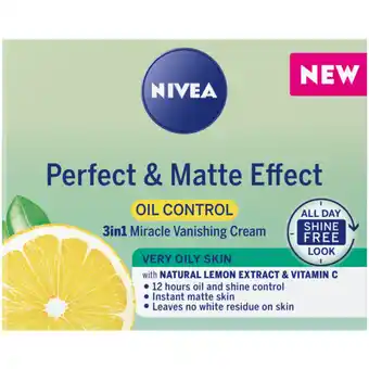 Checkers Liquor Shop NIVEA Perfect & Matte Effect Oil Control 3-in-1 Miracle Vanishing Cream Very Oily Skin 50ml offer