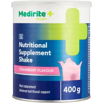 Checkers Liquor Shop Medirite Pharmacy Strawberry Nutritional Supplement 400g offer