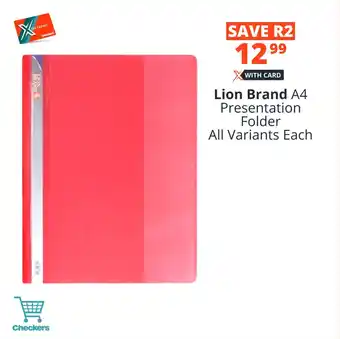 Checkers Lion Brand A4 Presentation Folder All Variants Each offer