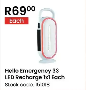 Africa Cash and Carry Hello Emergency 33 LED Recharge 1x1 Each offer