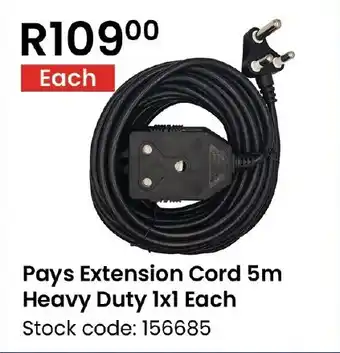 Pays Extension Cord 5m Heavy Duty 1x1 Each