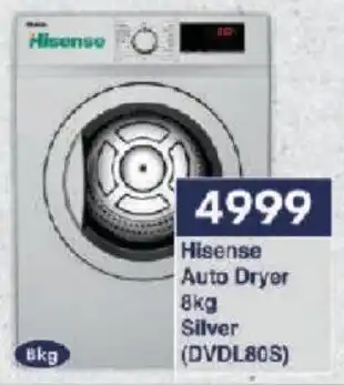 President Hyper Hisense Auto Dryer 8kg Silver (DVDL80S) offer