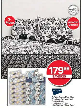 Pick n Pay Hypermarket 3-Piece Queen Microfiber Comforter Set Assorted Designs Each offer