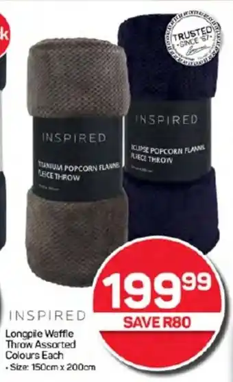 Pick n Pay Hypermarket Longpile Waffle Throw Assorted Colours Each offer