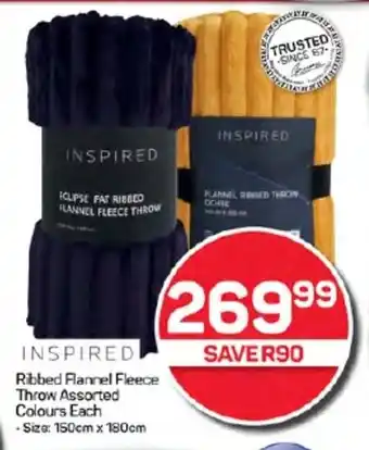 Pick n Pay Hypermarket Ribbed Flannel Fleece Throw Assorted Colours Each offer