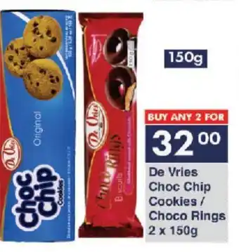 President Hyper De Vries Choc Chip Cookies/ Choco Rings 2x150g offer