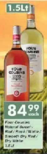 President Hyper Four Cousins Natural Sweets Red/Rose/White Smooth Dry Red Dry White 1.5L offer