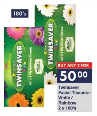 President Hyper Twinsaver Facial Tissues White/ Rainbow 2x180's offer