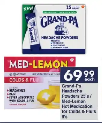 President Hyper Grand-Pa Headache Powders 25's/ Med-Lemon Hot Medication for Colds & Flu's 8's offer