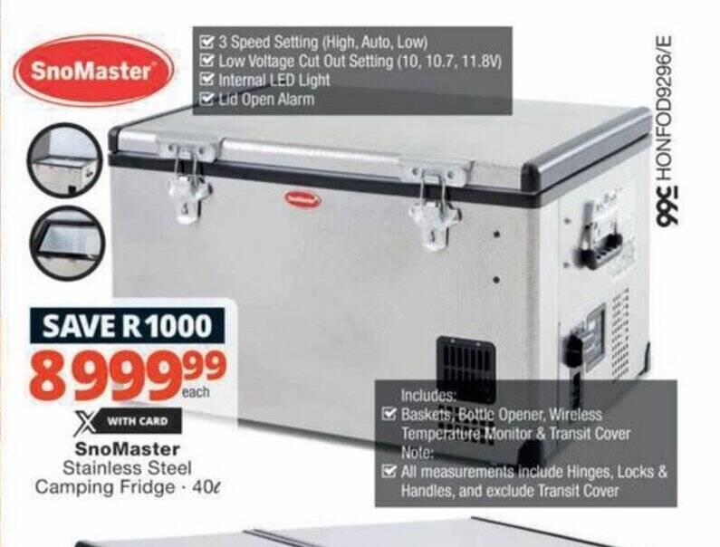 SnoMaster Stainless Steel Camping Fridge 40L offer at Checkers Hyper