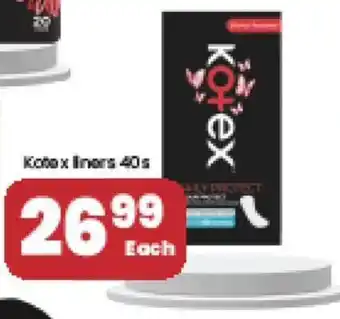 Super Save Kotex Liners 40s offer