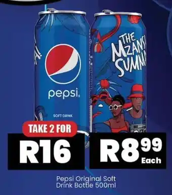 Super Save Pepsi Original Soft Drink Bottle 500ml offer