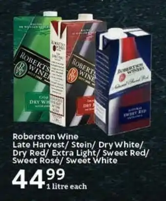 Oxford Freshmarket Roberston Wine Late Harvest/Stein/ Dry White/ Dry Red/ Extra Light/ Sweet Red/ Sweet Rosé/ Sweet White offer