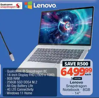 Checkers Hyper Lenovo 14" Snapdragon Notebook 8GB offer