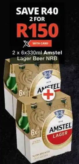 Checkers Hyper 2 x 6x330ml Amstel Lager Beer NRB offer