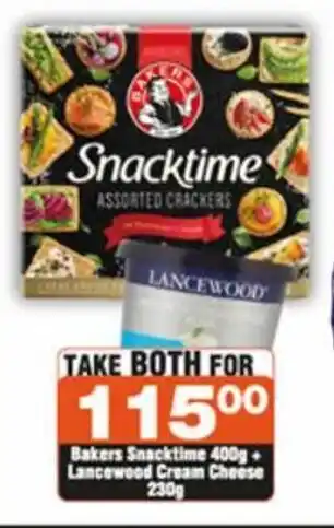 Bakers Snacktime 400g+ Lancewood Cream Cheese 230g