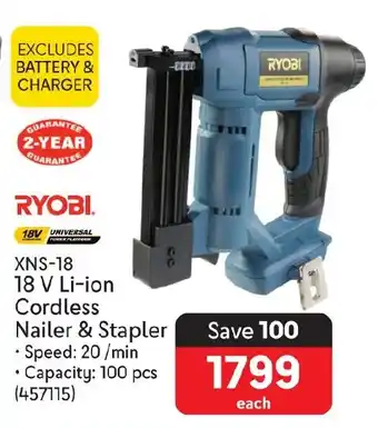 Makro XNS-18 18 V Li-ion Cordless Nailer & Stapler Speed offer