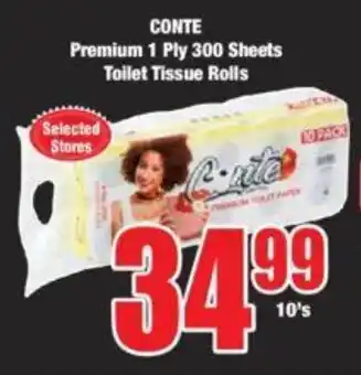 Boxer CONTE Premium 1 Ply 300 Sheets Toilet Tissue Rolls offer