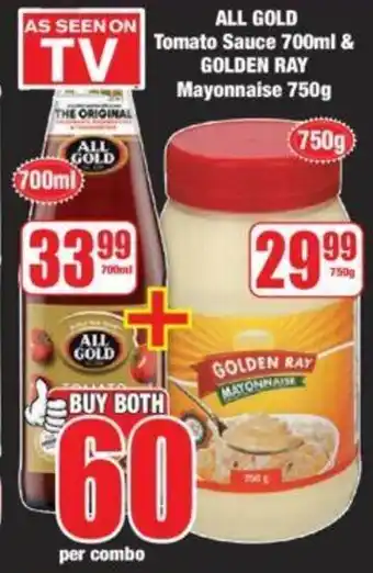 Boxer ALL GOLD Tomato Sauce 700ml & GOLDEN RAY Mayonnaise 750g offer