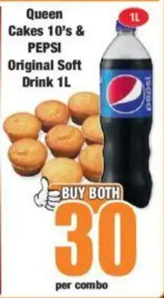 Boxer Queen Cakes 10's & PEPSI Original Soft Drink 1L offer