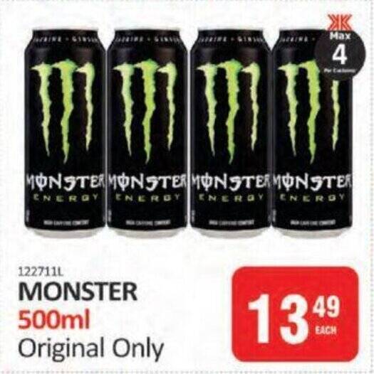 MONSTER 500ml Original Only offer at KitKat Cash and Carry