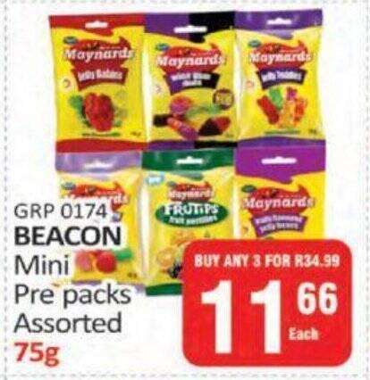 BEACON Mini Pre packs Assorted 75g offer at KitKat Cash and Carry