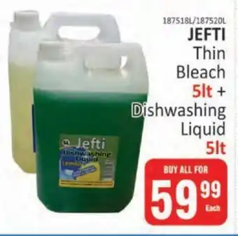 KitKat Cash and Carry JEFTI Thin Bleach 5lt + Dishwashing Liquid 5lt offer