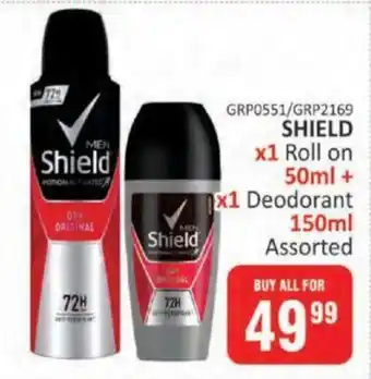 KitKat Cash and Carry SHIELD x1 Roll on 50ml + x1 Deodorant 150ml Assorted offer