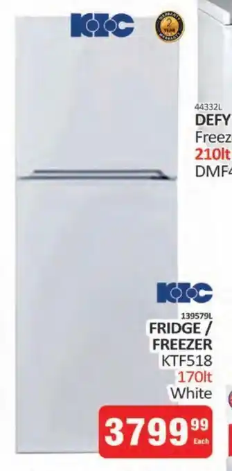 KitKat Cash and Carry FRIDGE/ FREEZER KTF518 170lt White offer