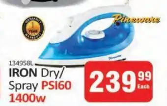 KitKat Cash and Carry Pineware IRON Dry/ Spray PSI60 1400w offer