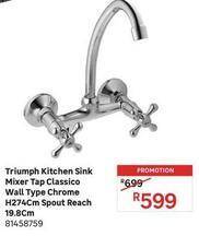 Triumph - kitchen sink mixer tap classico wall type chrome h274cm spout ...