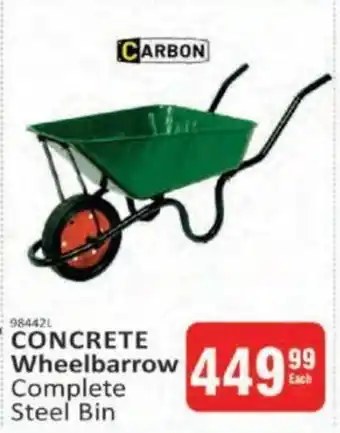 CONCRETE Wheelbarrow Complete Steel Bin