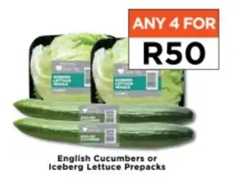 English Cucumbers or Iceberg Lettuce Prepacks
