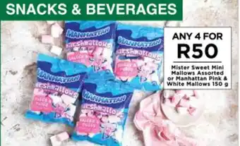 Food Lover's Market Mister Sweet Mini Mallows Assorted or Manhattan Pink & White Mallows 150g offer