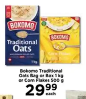 Food Lover's Market Bokomo Traditional Oats Bag or Box 1 kg or Corn Flakes 500g offer