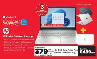 HiFi Corp HP 15S Intel Celeron Laptop offer