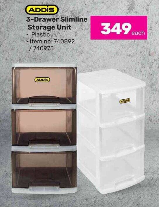ADDIS 3Drawer Slimline Storage Unit offer at Game