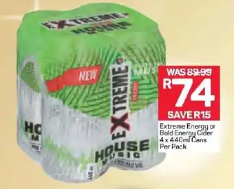 Pick n Pay Liquor Extreme Energy or Bold Energy Cider 4x440ml offer