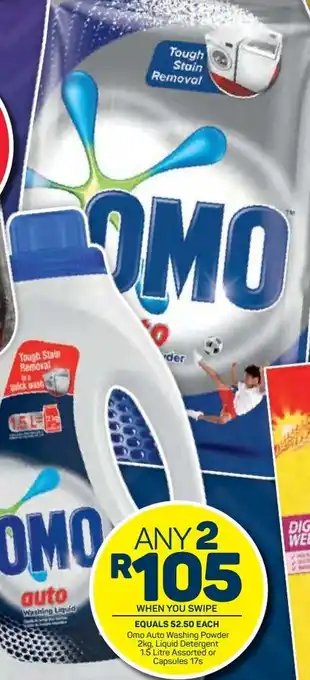 Pick n Pay Omo Auto Washing Powder 2kg., Líquid Detergent 1.5L offer