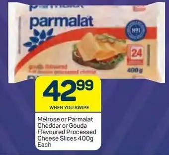 Pick n Pay Melrose or Parmalat Cheddar or Gouda Flavoured Processed Cheese Slices 400g offer