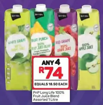 Pick n Pay PnP Long Life 100% Fruit Juice Blend Assorted 1 Litre offer