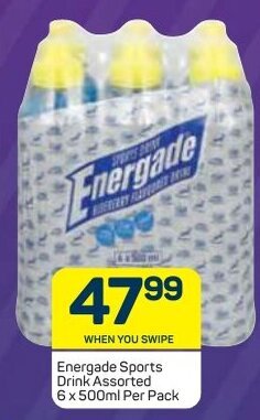 Pick n Pay Energade Sports Drink Assorted 6x500ml per Pack offer