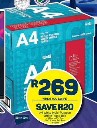 Pick n Pay A4 White Multi-Purpose Office Paper Box offer