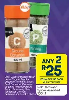 Pick n Pay PnP Herbs and Spices 2x100ml offer