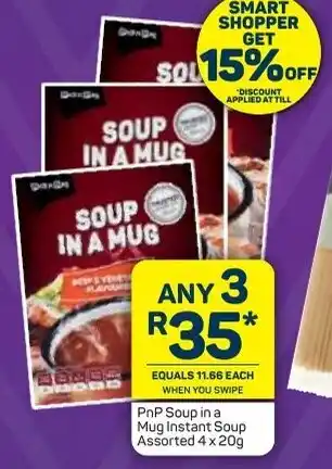 Pick n Pay PnP Soup in a Mug Instant Soup 4x20g offer