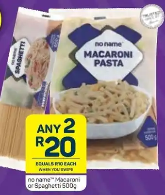 Pick n Pay No Name Macaroni or Spaghetti 2x500g offer